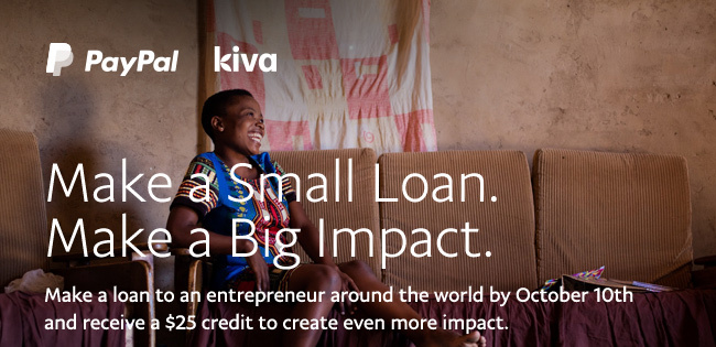 PayPal | kiva | Make a Small Loan. Make a Big Impact.